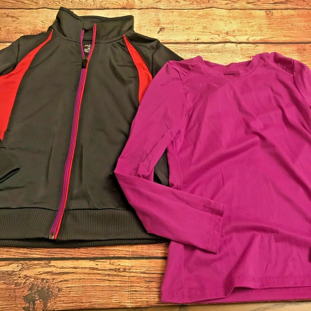 BCG Girls Athletic Jacket Shirt Full Zip Long Sleeve Sports Sz S 7